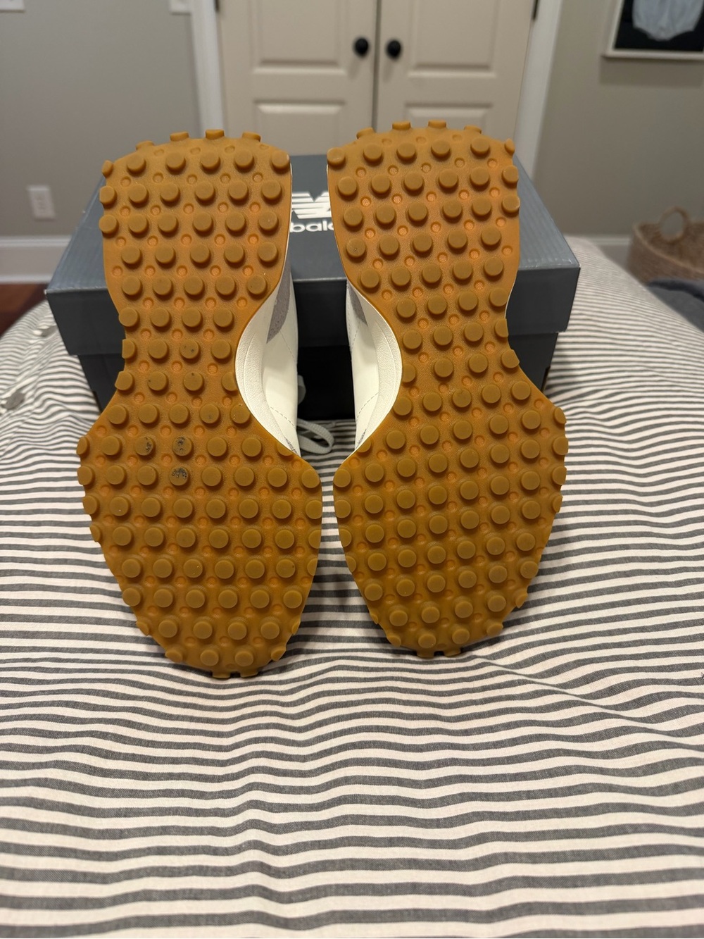 New Balance Women’s White, Gray and Gum Retro Runner Sneakers - Picture 3 of 4